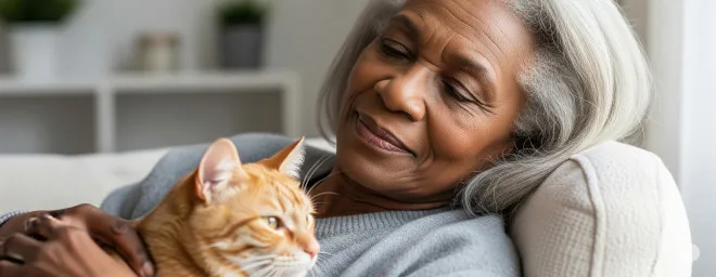 A lady with a cat